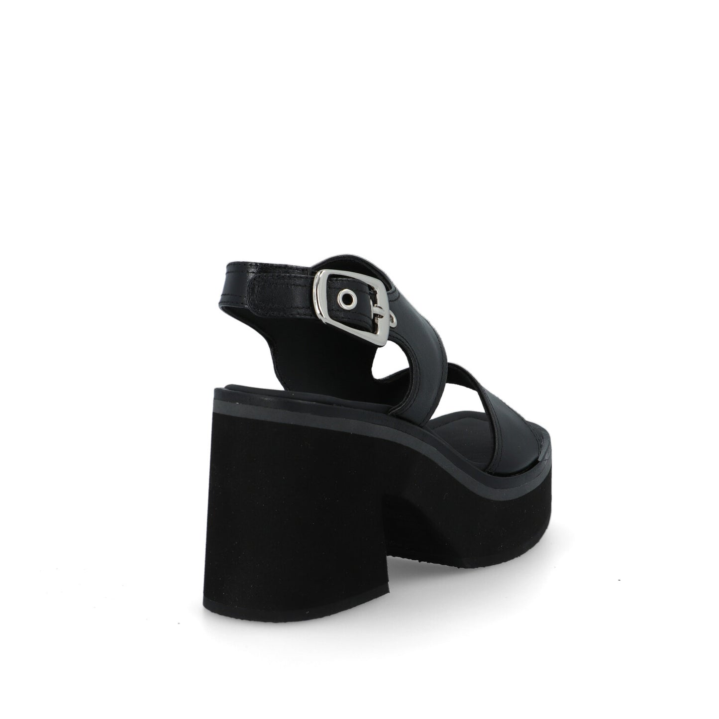 Bruno Premi Sandalo Donna con Plateau in Pelle Nera bn6703x