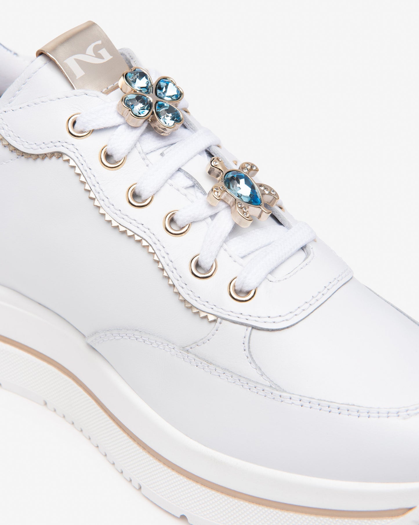 Sneakers Nero Giardini Bianche e Celesti Con Charms