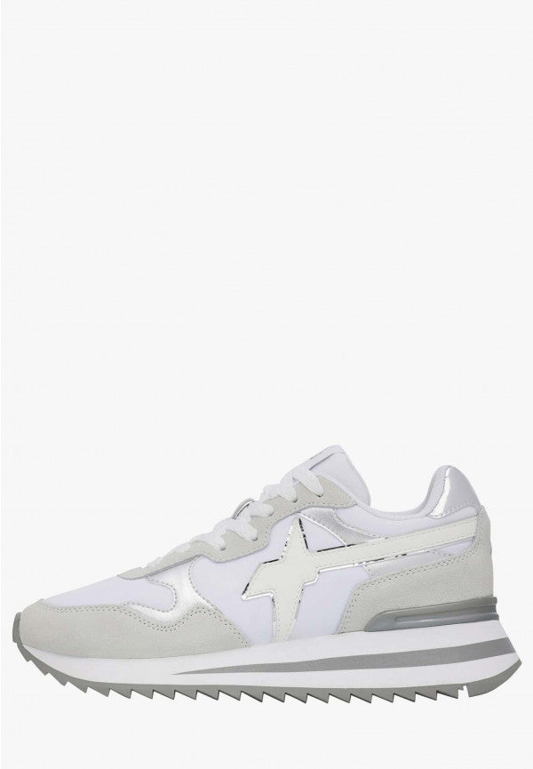 W6yz YAK-W. - Sneakers in tessuto tecnico e suede - Bianco-Grigio