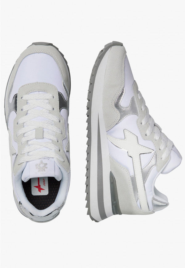 W6yz YAK-W. - Sneakers in tessuto tecnico e suede - Bianco-Grigio
