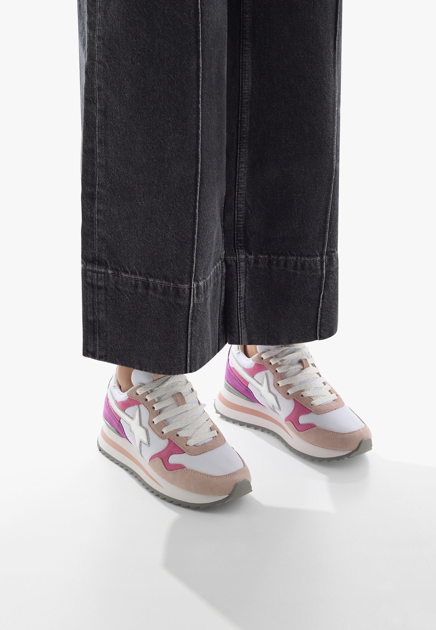W6yz YAK-W. - Sneakers in tessuto tecnico e suede - Fucsia