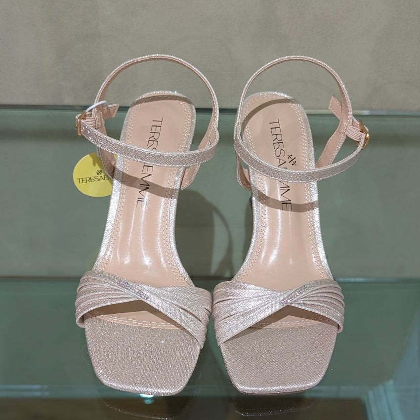 Sandali platino con strass teresa emme A0100