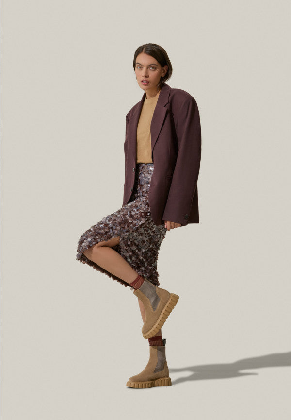 VOILE BLANCHE GRENELLE CHELSEA STIVALETTI IN SUEDE MARRONE CHIARO