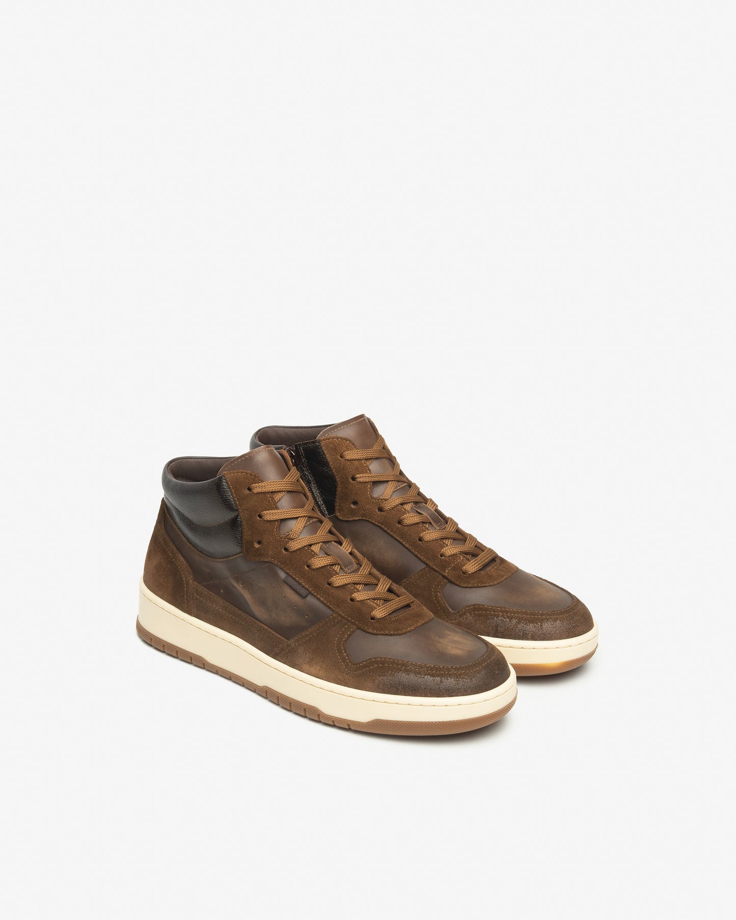 NeroGiardini Sneakers Alta Uomo in Suede e Pelle Marromi I500911U-339