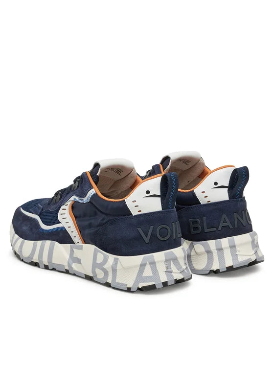 Sneakers Voile Blanche Mod. Club Blue con profilibianco e arancio