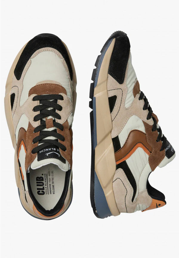 Voile Blanche Sneakers Multicolr Beige Nera Bianca Mod. Club Uomo