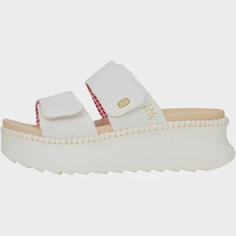 Hey Dude sandali con zeppa donna – Delray slide surf eyelet Bianche