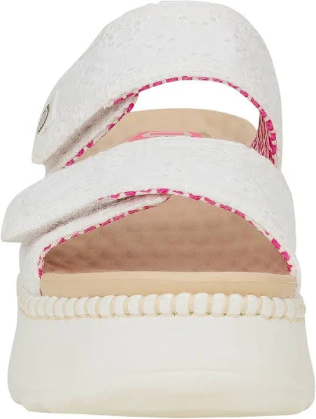 Hey Dude sandali con zeppa donna – Delray slide surf eyelet Bianche
