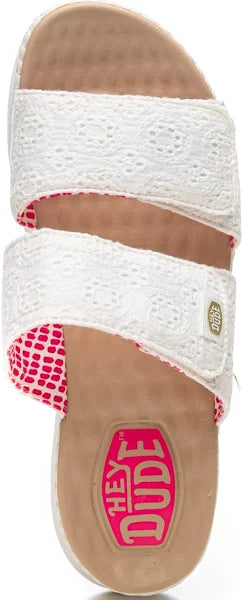 Hey Dude sandali con zeppa donna – Delray slide surf eyelet Bianche