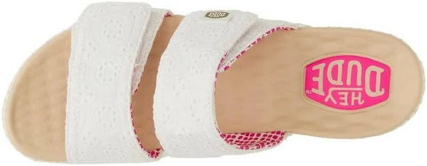 Hey Dude sandali con zeppa donna – Delray slide surf eyelet Bianche