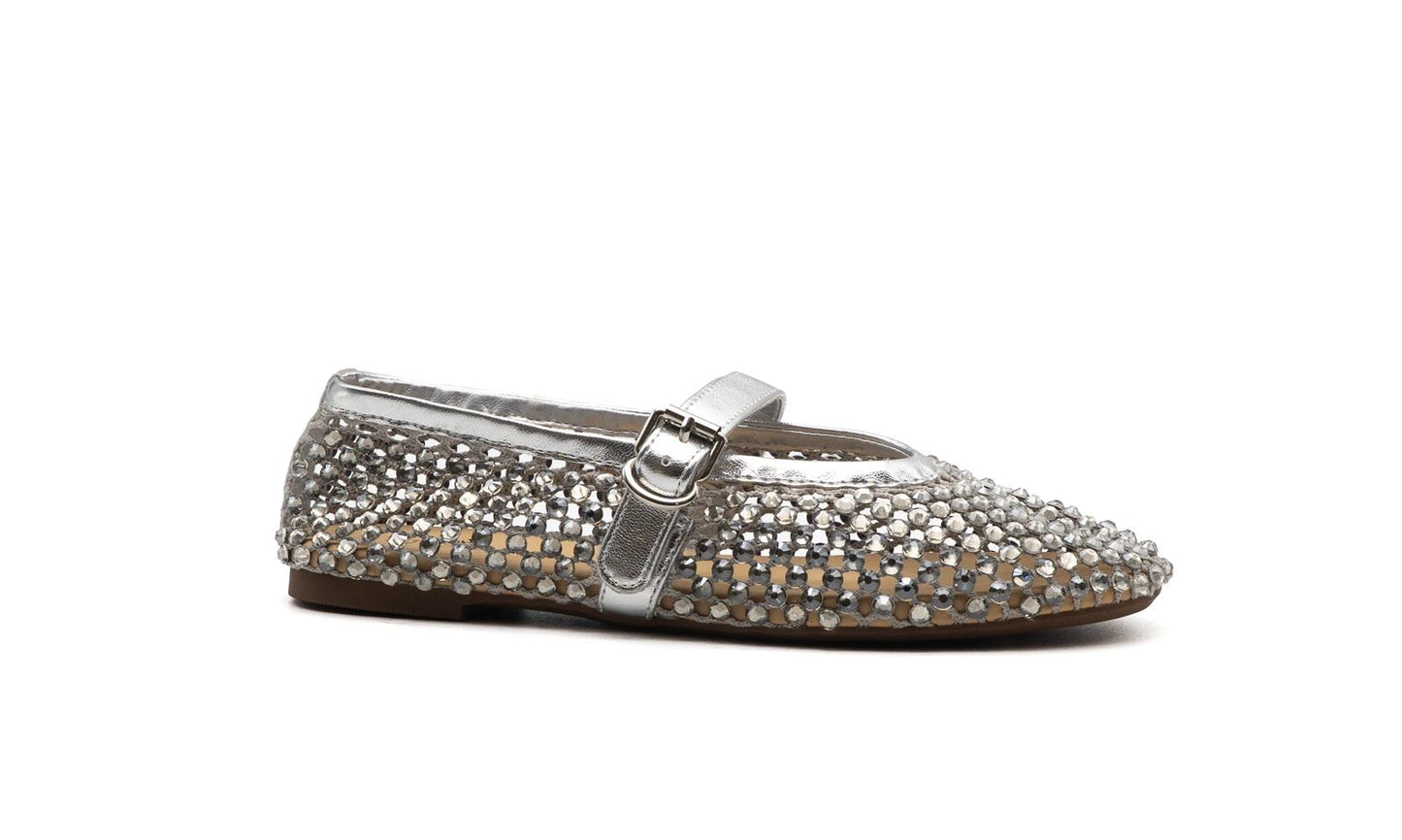 Ballerina con rete strass Argento TeresaEmme