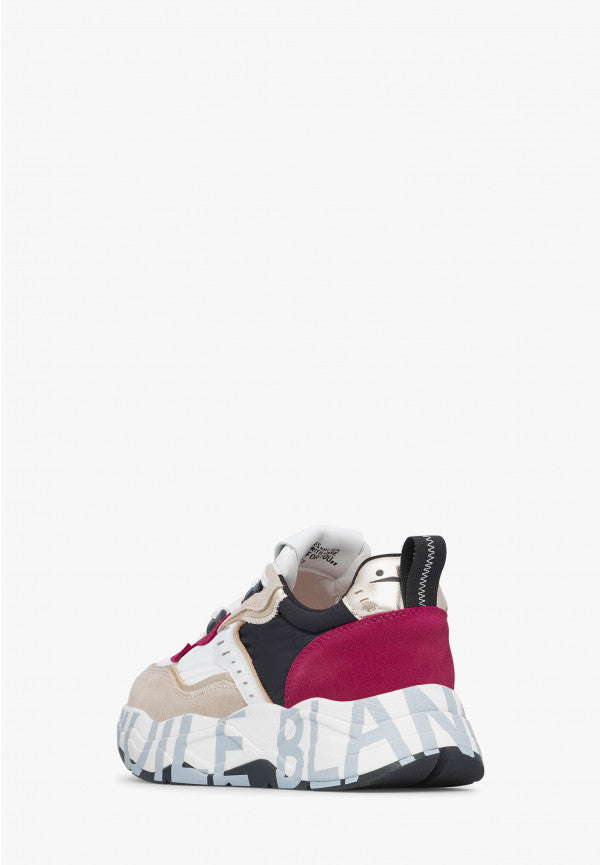 VOILEBLANCHE CLUB105. SNEAKERS IN SUEDE E TESSUTO TECNICO BEIGE-BORDEAUX-NERO