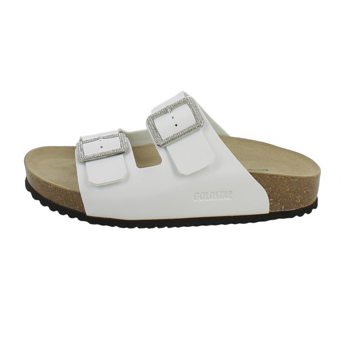 Goldstar White Sandal With Jewel Buckle