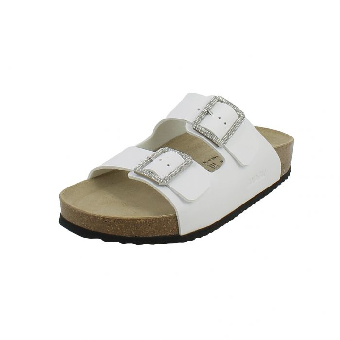 Goldstar White Sandal With Jewel Buckle