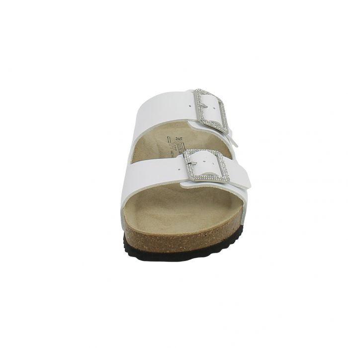 Goldstar White Sandal With Jewel Buckle