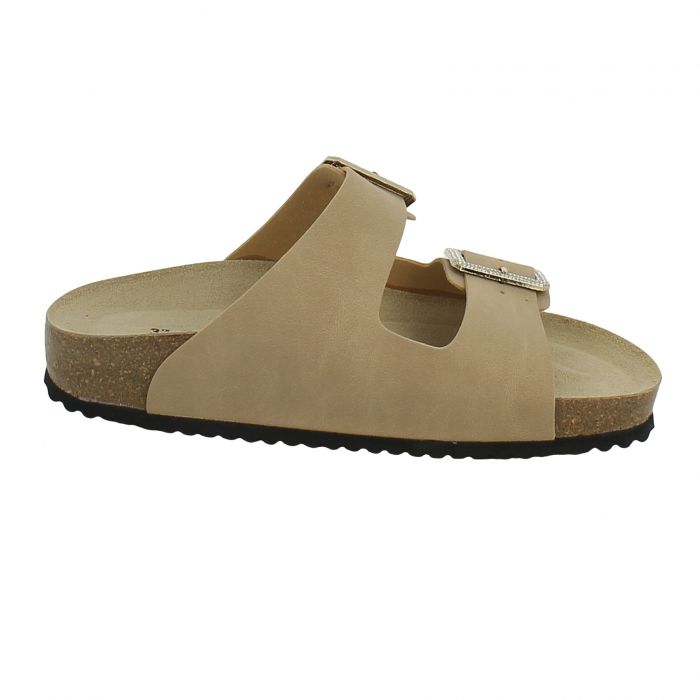 Goldstar Beige Sandal with Jewel Buckle and Comfortable Fusbet