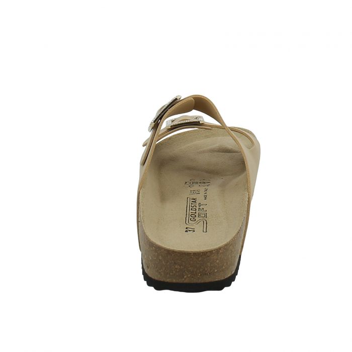 Goldstar Beige Sandal with Jewel Buckle and Comfortable Fusbet