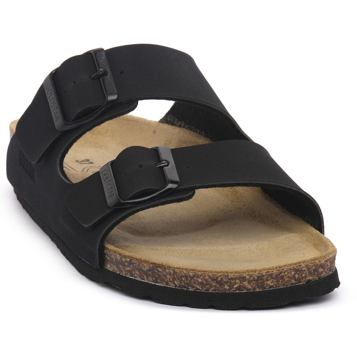 Goldstar Black Sandal with Double Buckle in matching color
