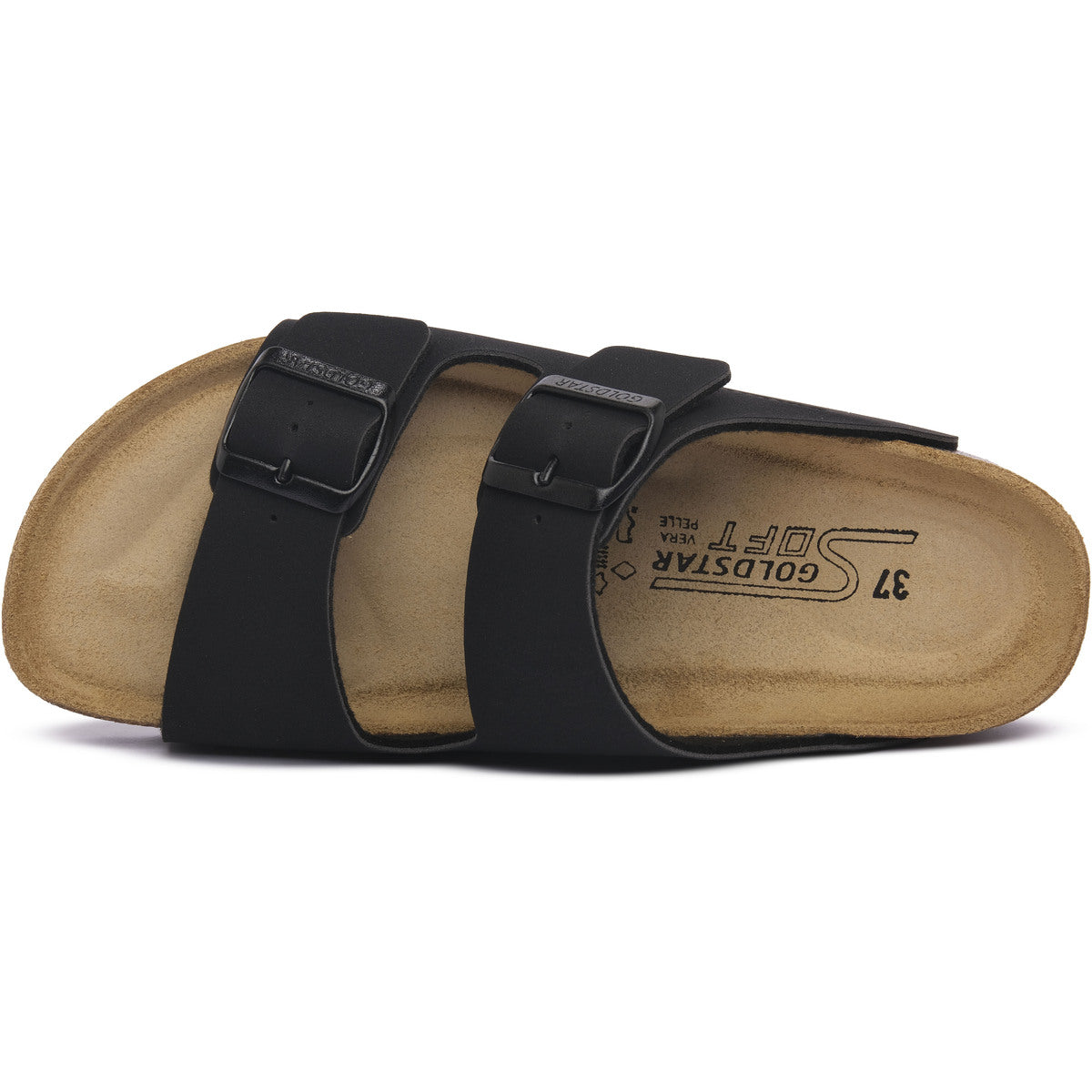 Goldstar Black Sandal with Double Buckle in matching color
