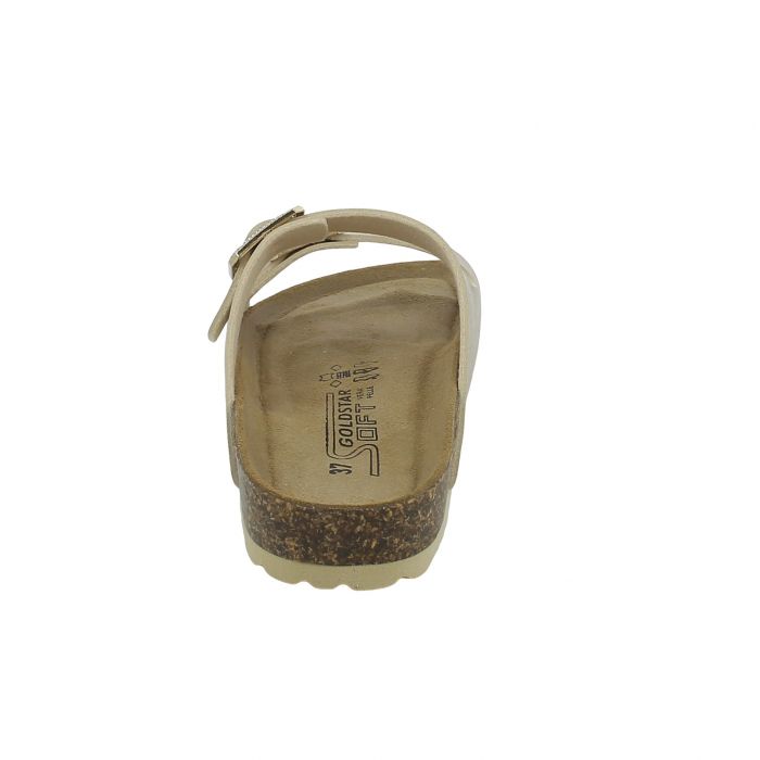 Goldstar Fusbet Slipper Gold Laminated with Double Buckle with Stones