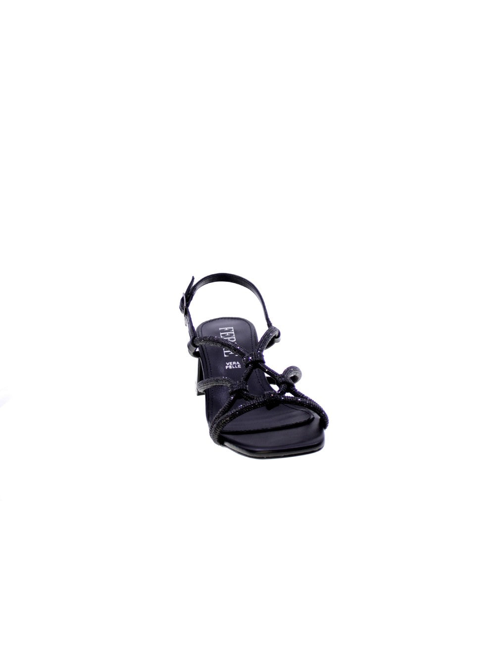 FERRE RHINESTONE HIGH-NECK SANDAL WOMEN BLACK F-261