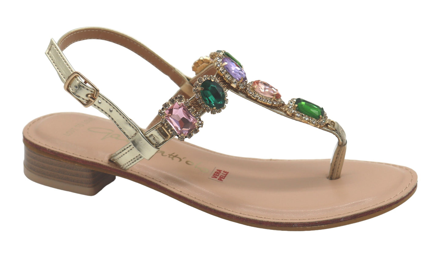 Sandalo Infradito Gai Mattiolo con pietre Svarowsky multicolor