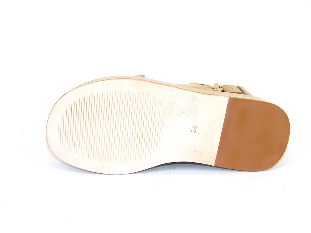 Janet & Janet Sandalo Donna a fasce incrociate Camoscio Beige