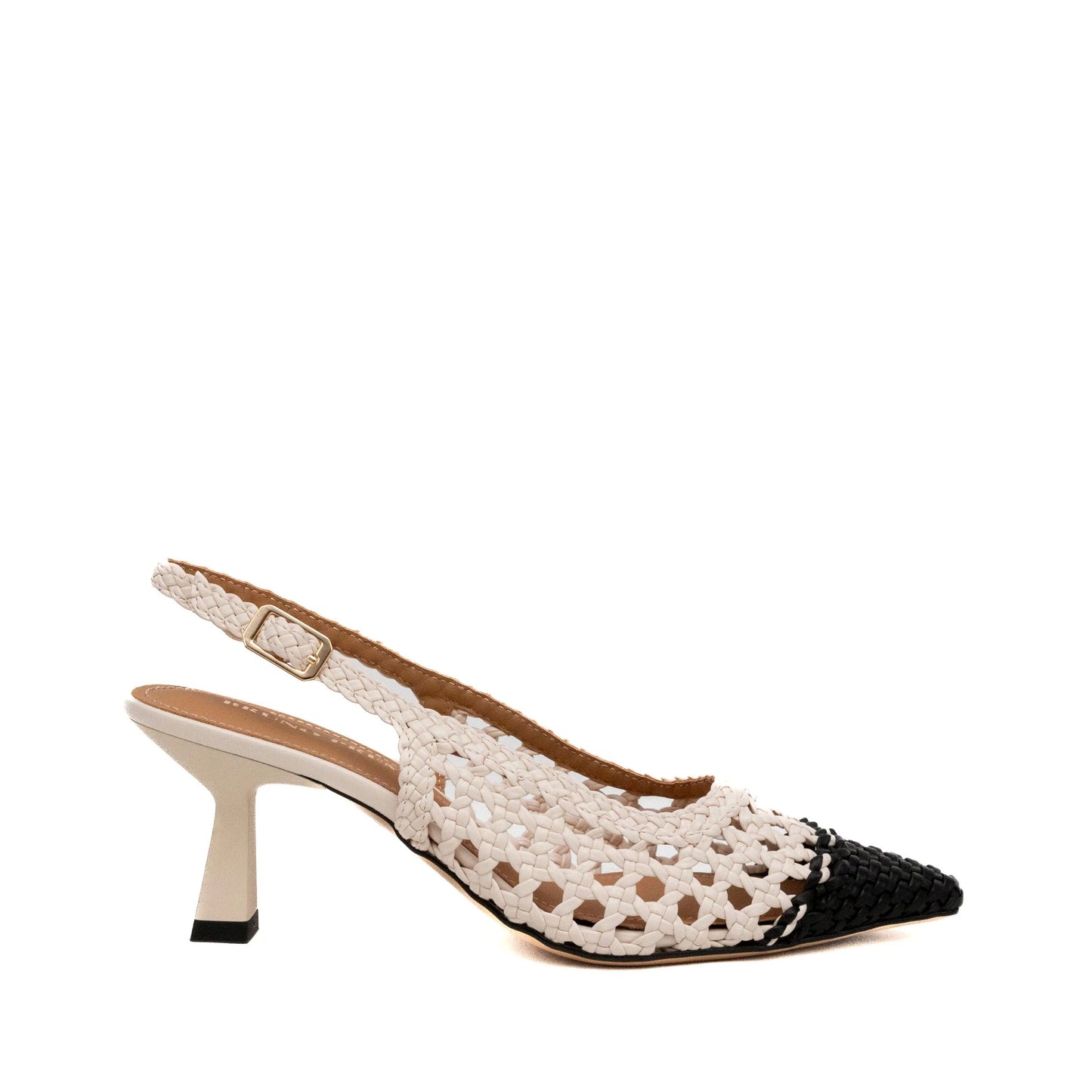 BRUNO PREMI GAO COLA SLINGBACK SANDAL IN WOVEN MATERIAL AND LEATHER