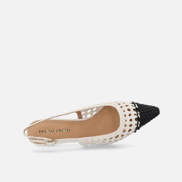 BRUNO PREMI GAO COLA SLINGBACK SANDAL IN WOVEN MATERIAL AND LEATHER