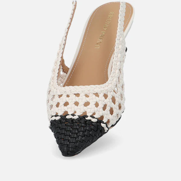 BRUNO PREMI GAO COLA SLINGBACK SANDAL IN WOVEN MATERIAL AND LEATHER