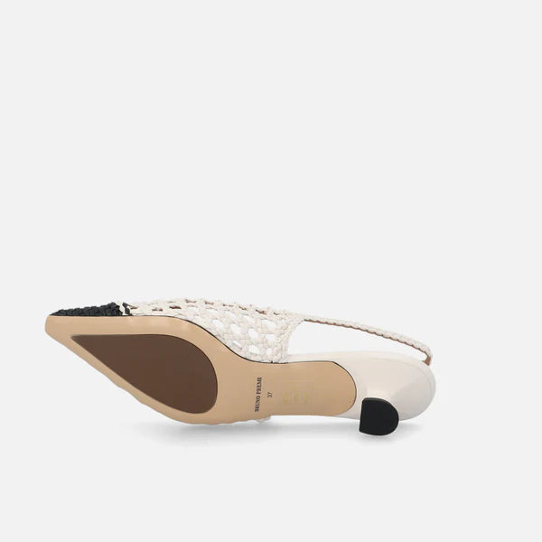 BRUNO PREMI GAO COLA SLINGBACK SANDAL IN WOVEN MATERIAL AND LEATHER