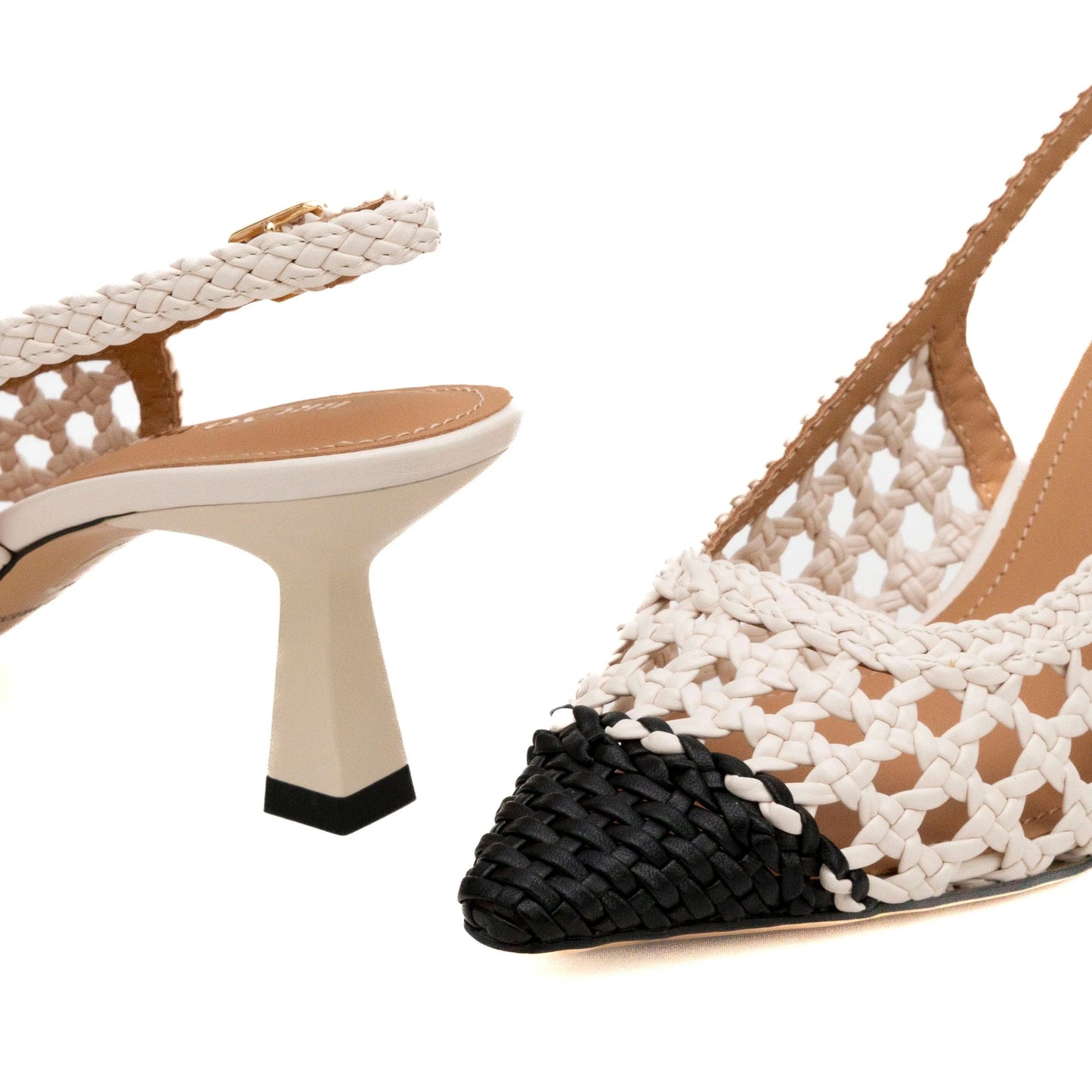 BRUNO PREMI GAO COLA SLINGBACK SANDAL IN WOVEN MATERIAL AND LEATHER