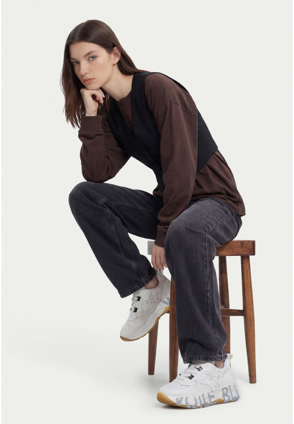 Club 105 Sneakers in pelle e tessuto Bianco trama in Pizzo