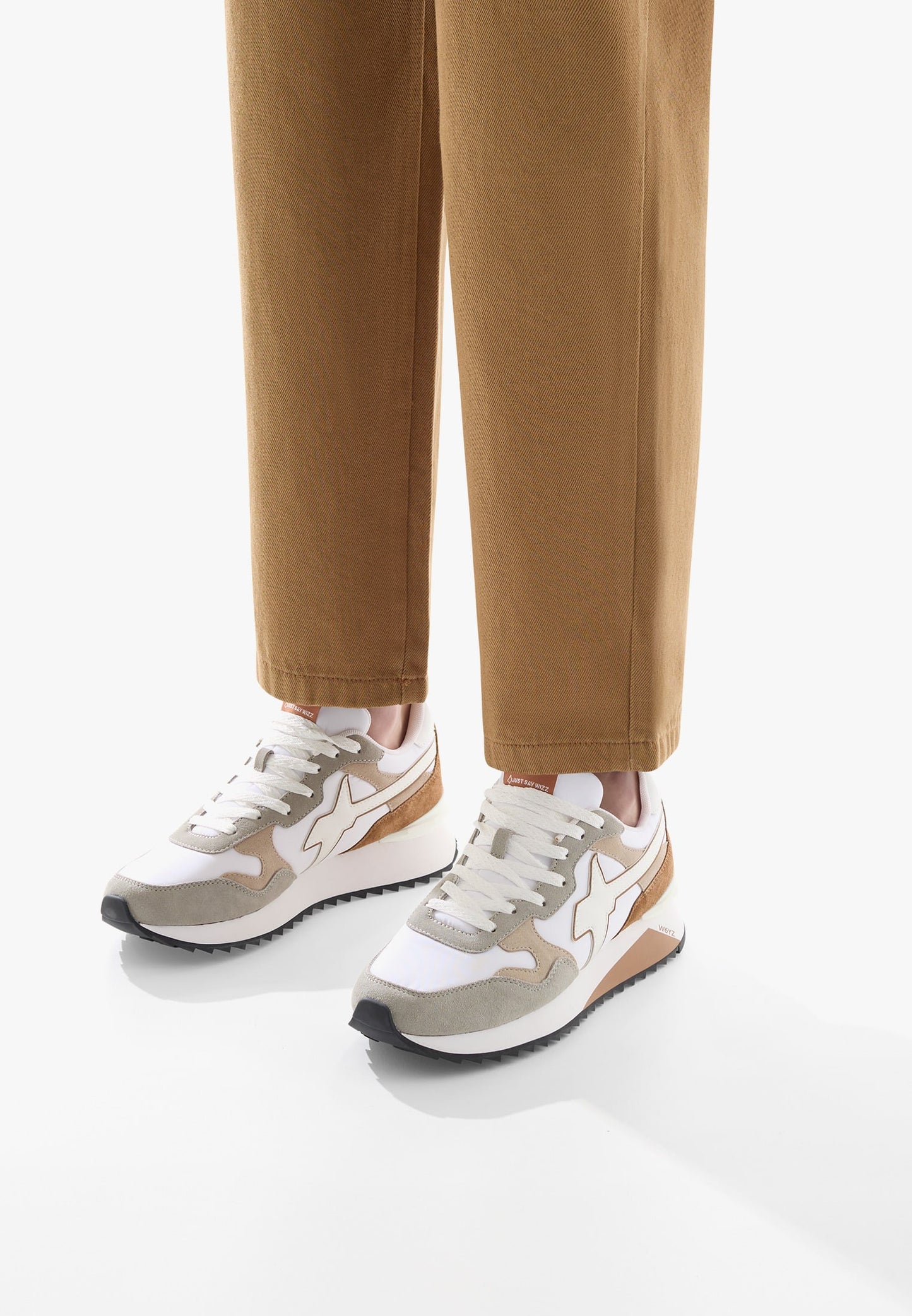 Sneakers W6YZ YAK-M SUEDE Beige Bianco, Uomo