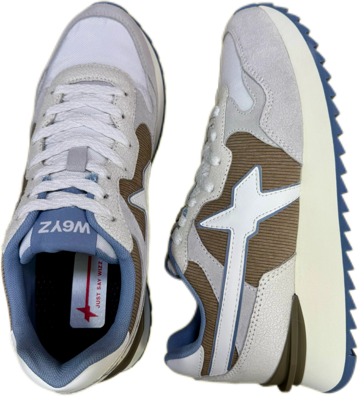 Sneakers W6yz Yak White-Brown-Azure, Uomo