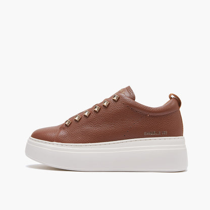 Emanuelle Vee sneakers cuoio con dettagli in strass