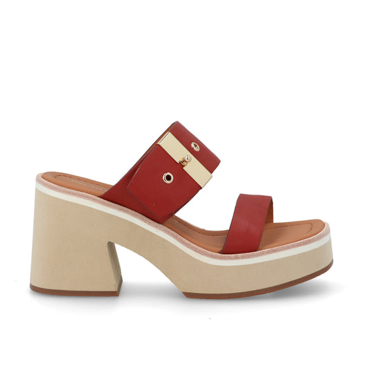 Bruno Premi Sandalo Sabot Donna con Plateau in Pelle Mattone bn6702x