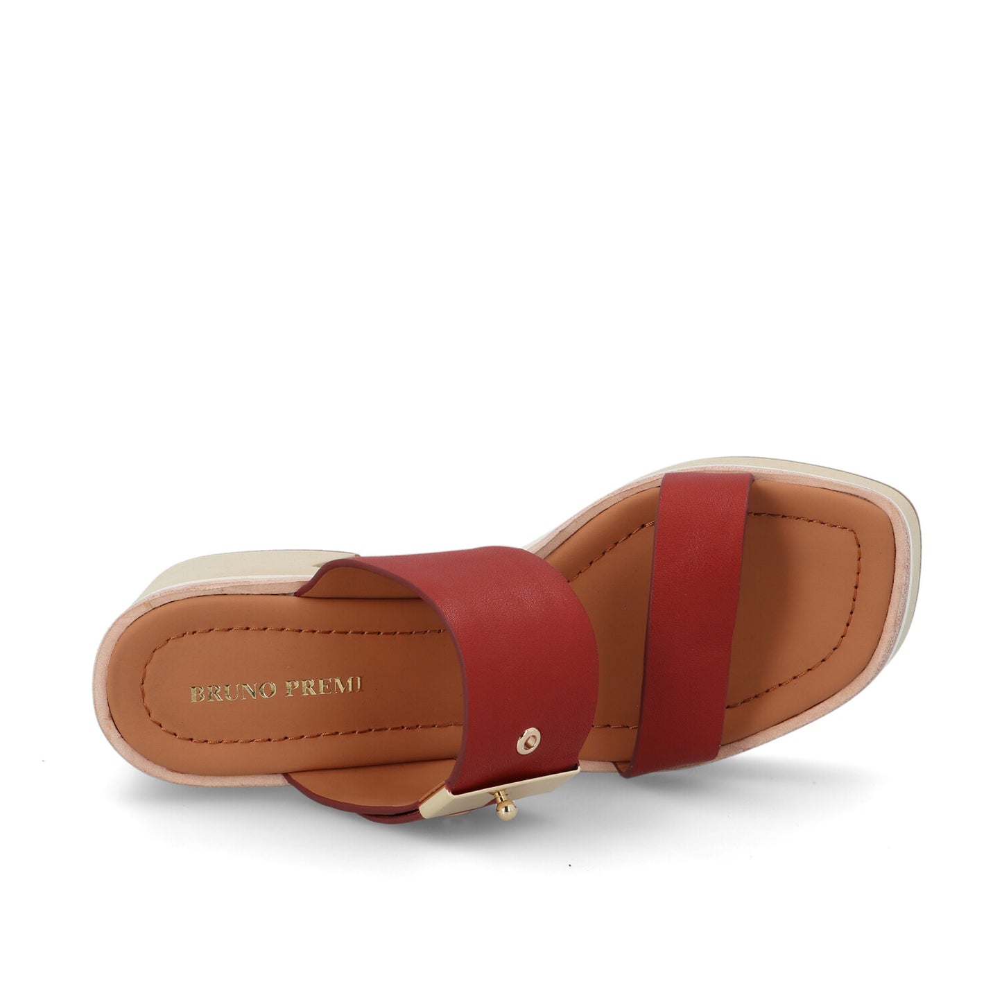 Bruno Premi Sandalo Sabot Donna con Plateau in Pelle Mattone bn6702x