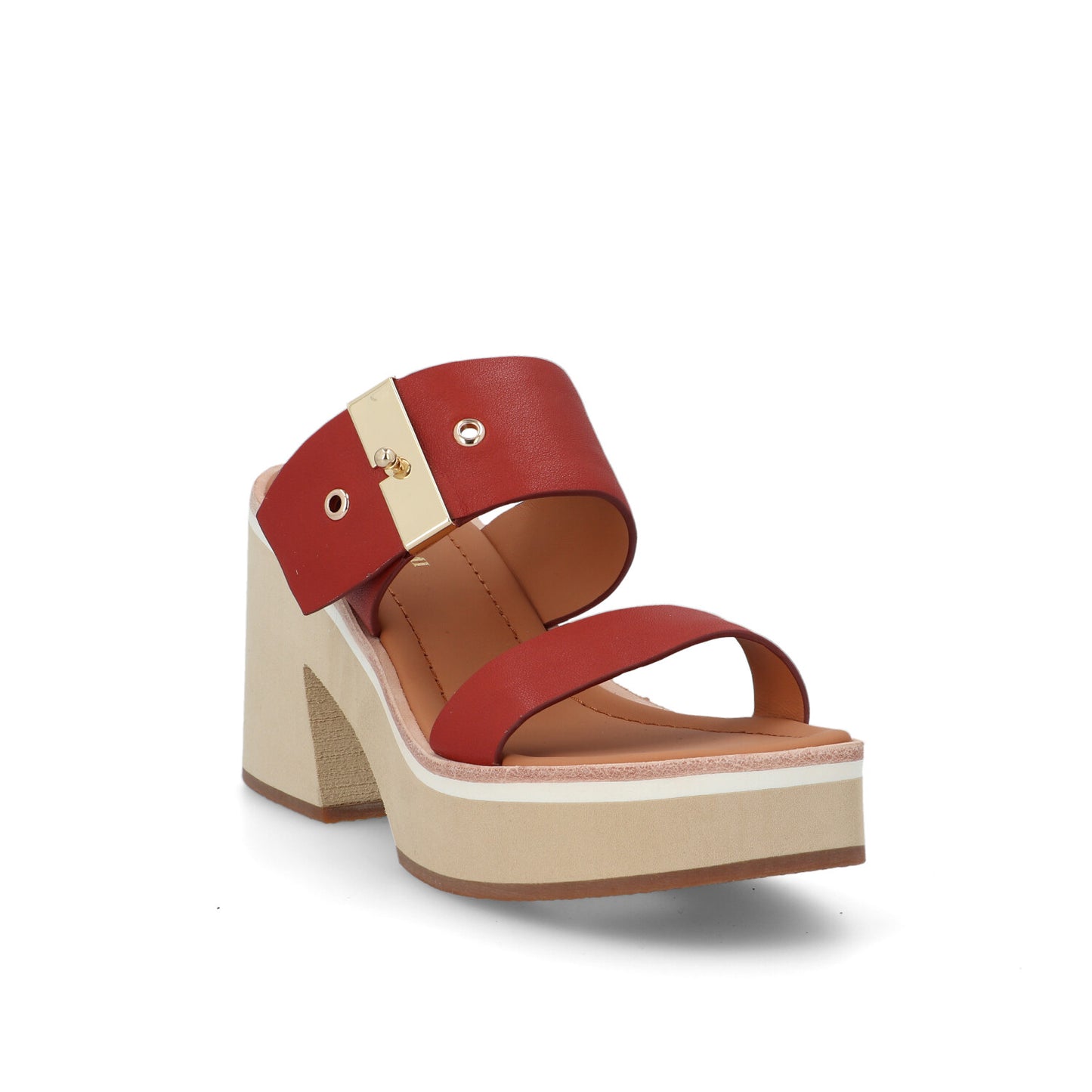 Bruno Premi Sandalo Sabot Donna con Plateau in Pelle Mattone bn6702x