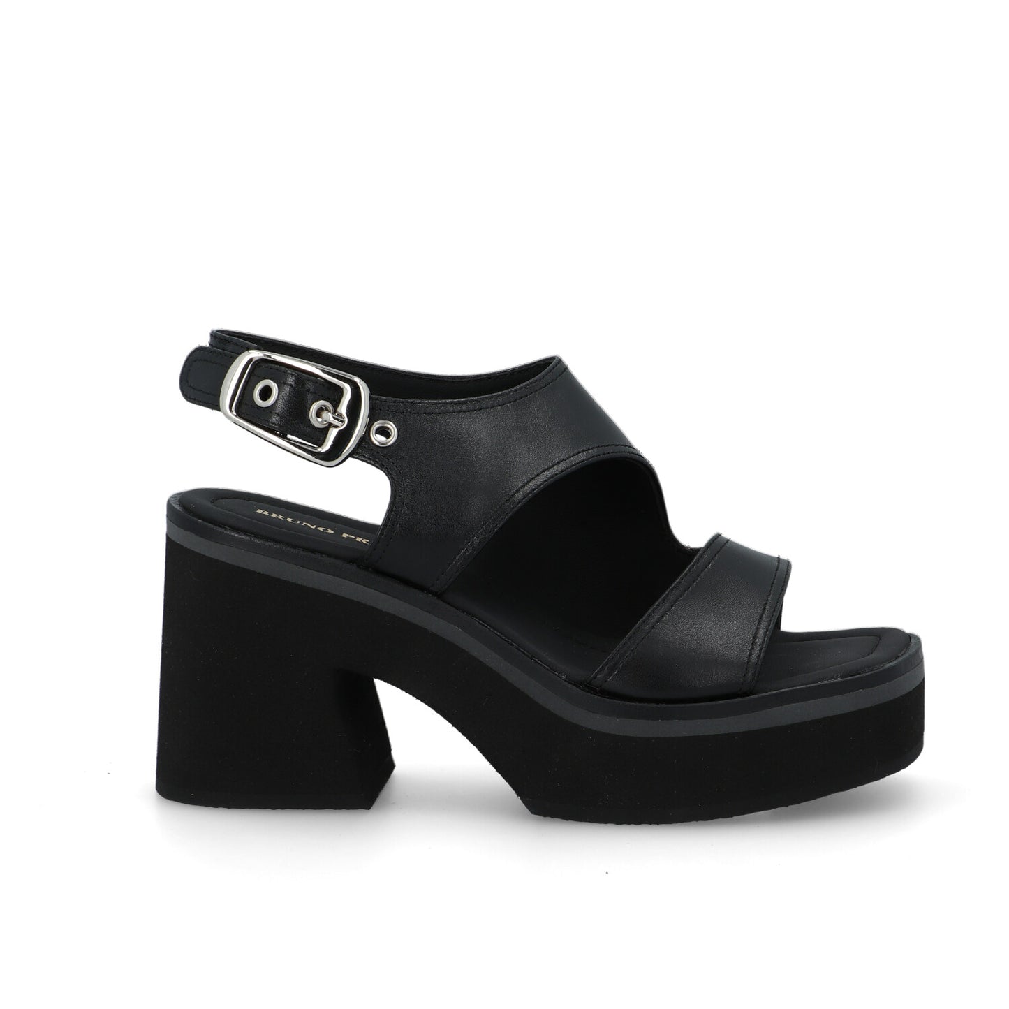 Bruno Premi Sandalo Donna con Plateau in Pelle Nera bn6703x