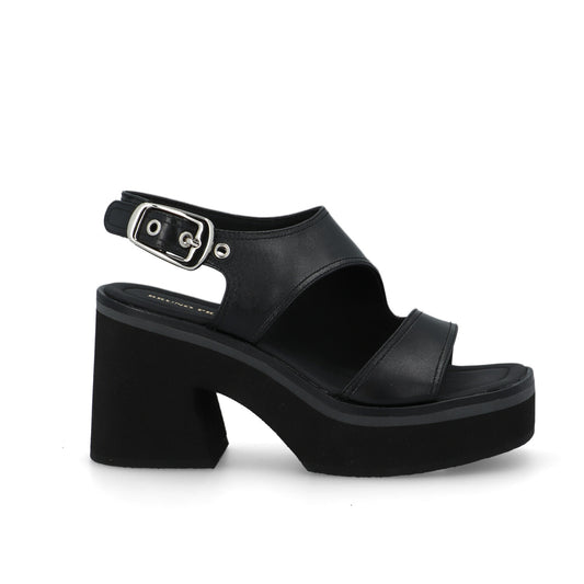 Bruno Premi Sandalo Donna con Plateau in Pelle Nera bn6703x