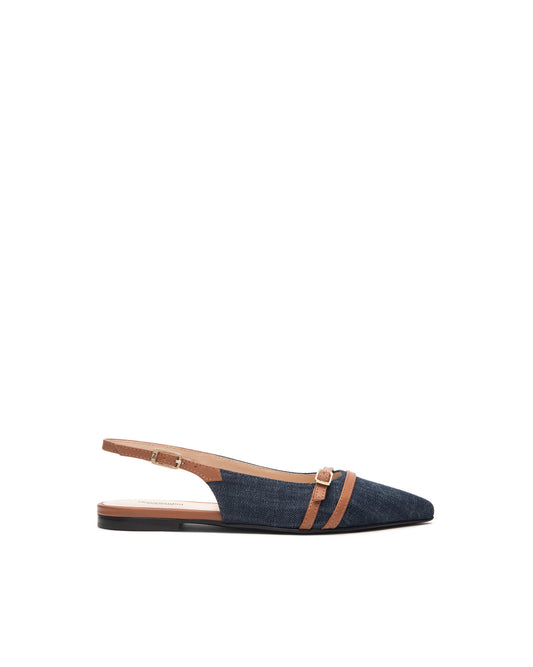 Slingback Donna Nero Giardini Jeans Cuoio