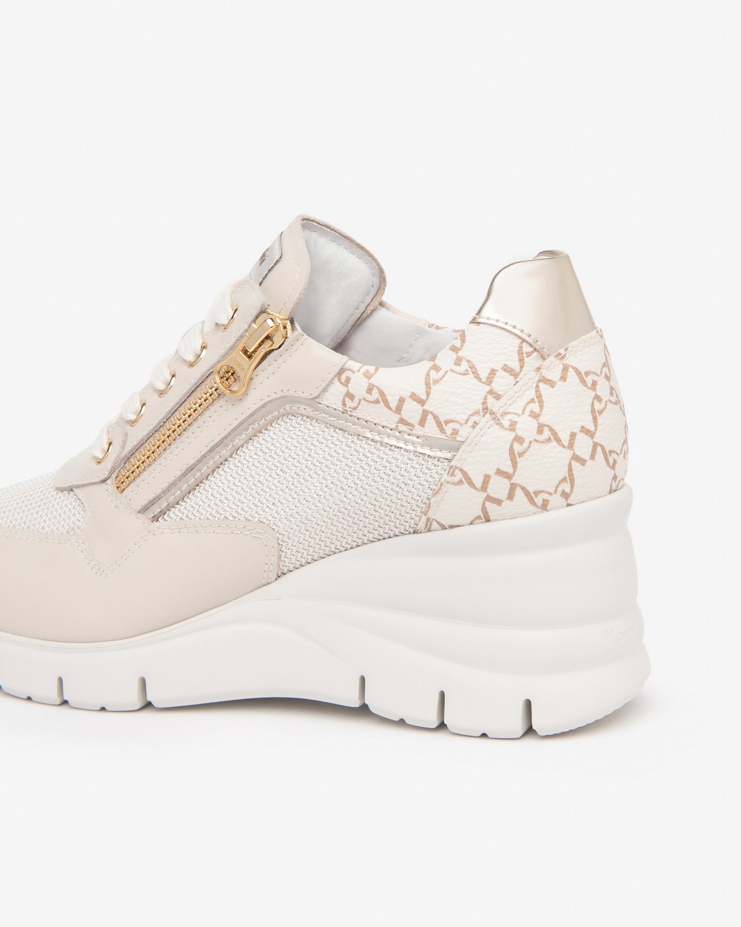 Sneakers Con Zip e Logo Nero Giardini Beige