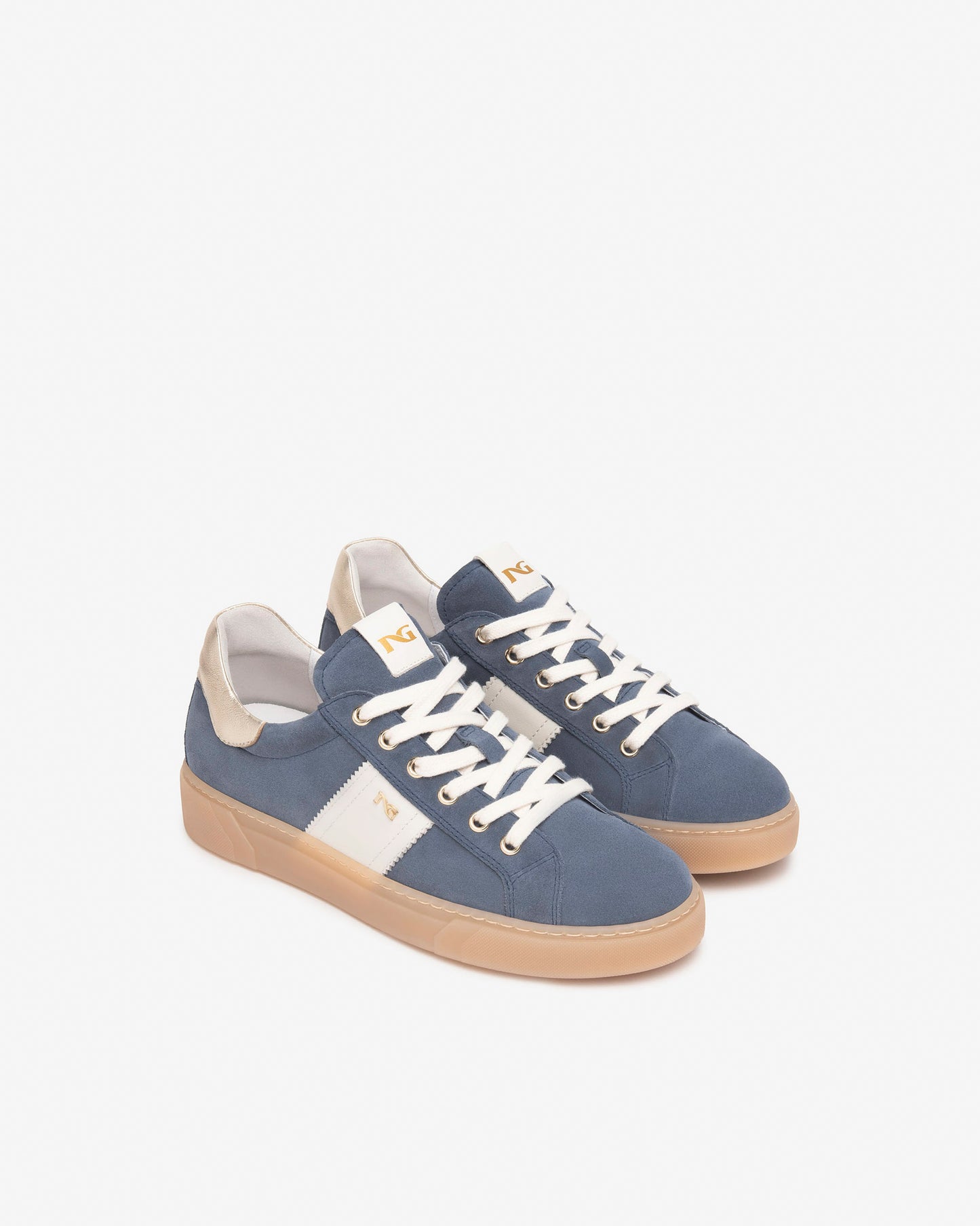 Sneakers da donna in pelle e camoscio E513004D_203