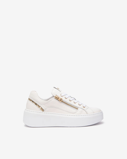 Sneakers Nero Giardini Platform Dollarino Bianco con Zip
