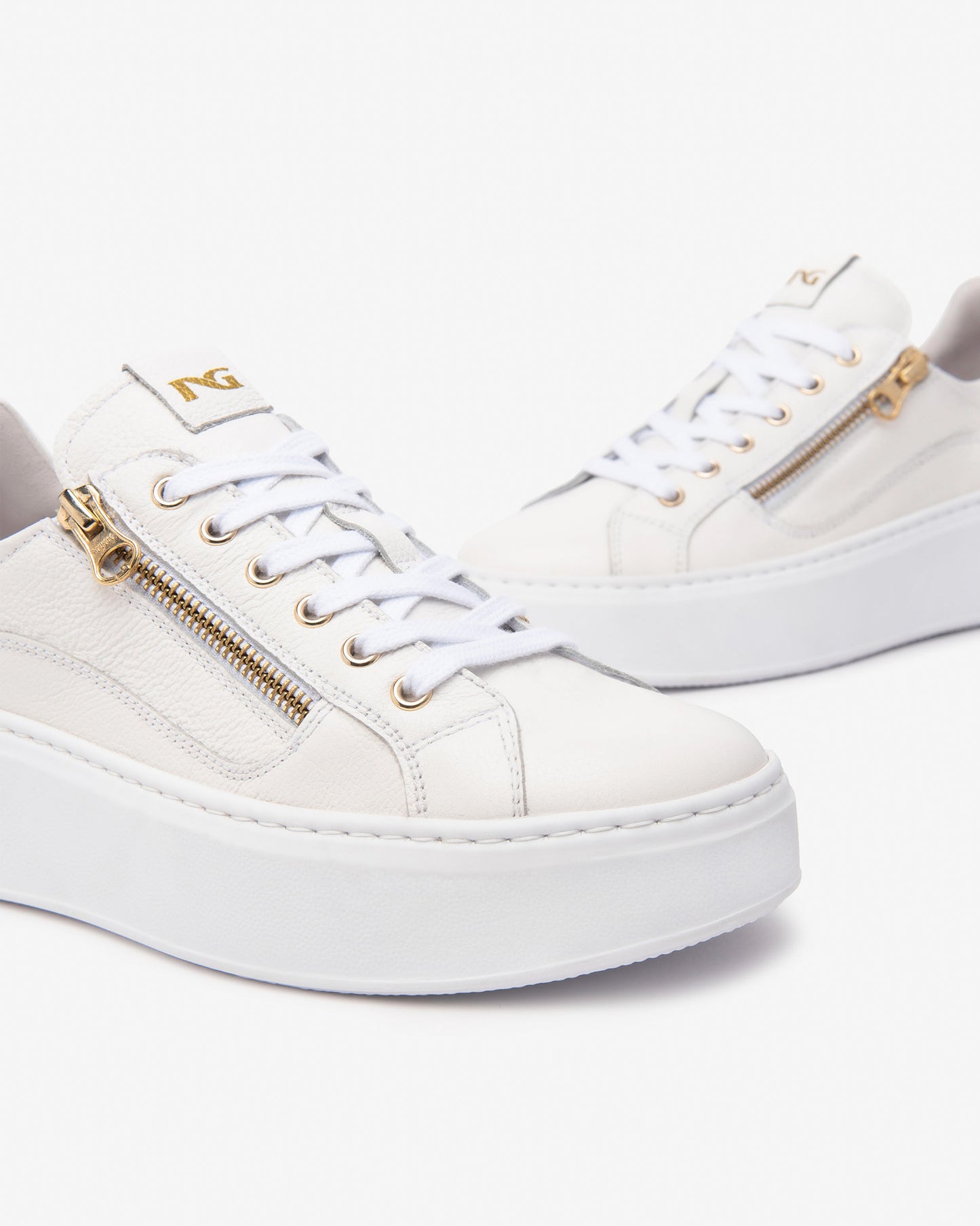 Sneakers Nero Giardini Platform Dollarino Bianco con Zip