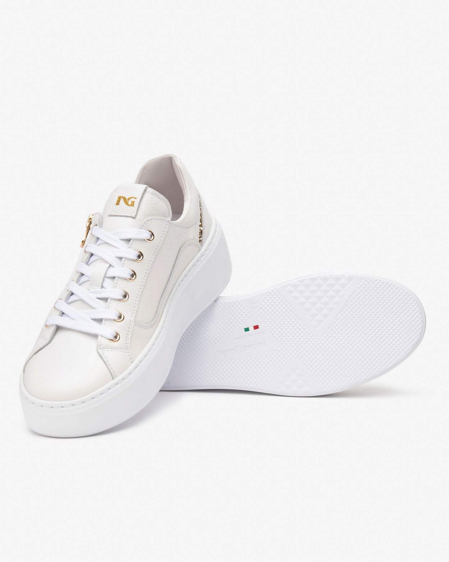 Sneakers Nero Giardini Platform Dollarino Bianco con Zip