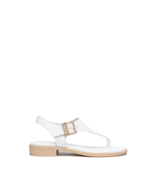 Sandalo Infradito tacco 2cm Nero Giardini colore Bianco Con fibbia platino