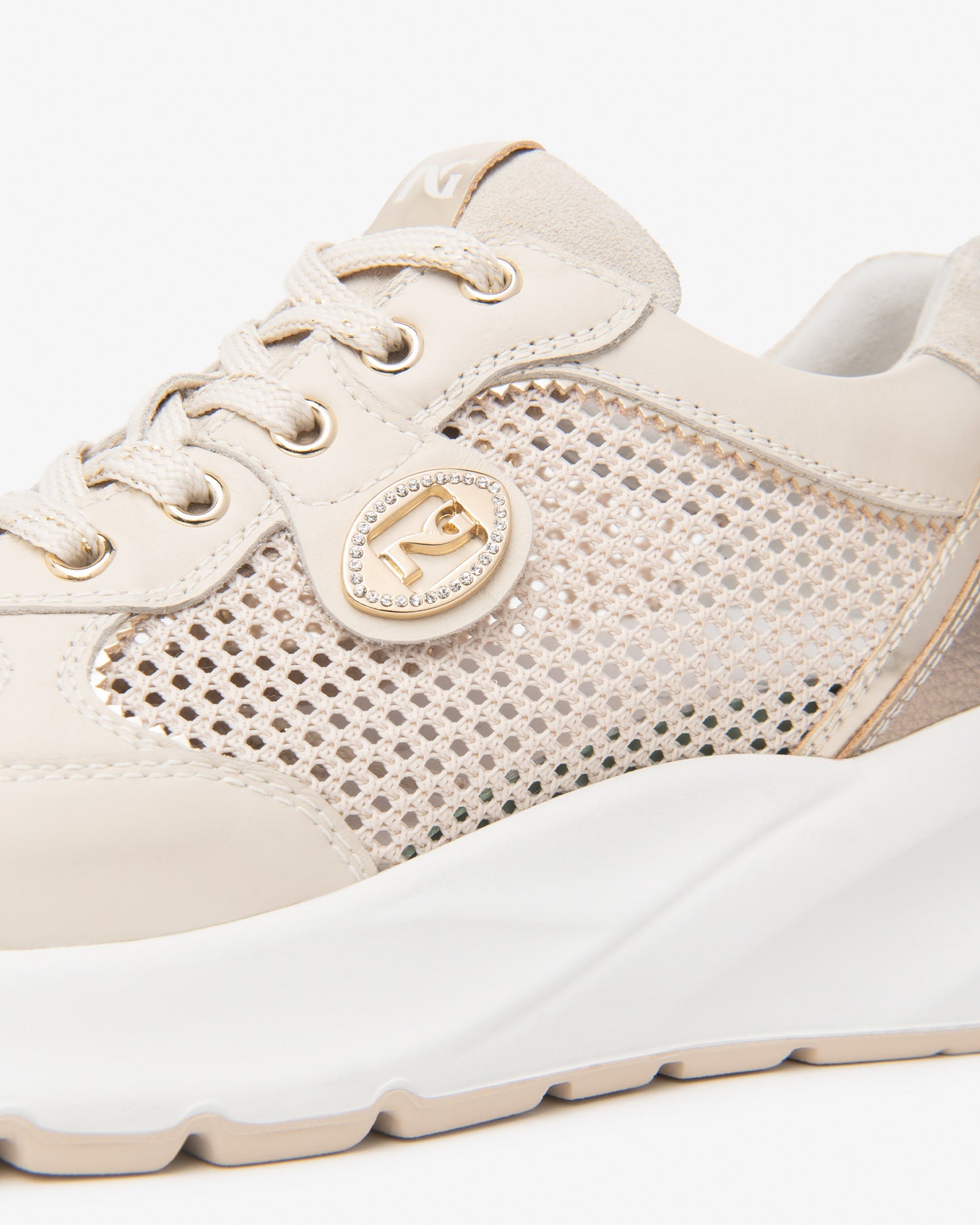 Sneakers da donna in pelle, tela e materiale tecnico E615180D_710