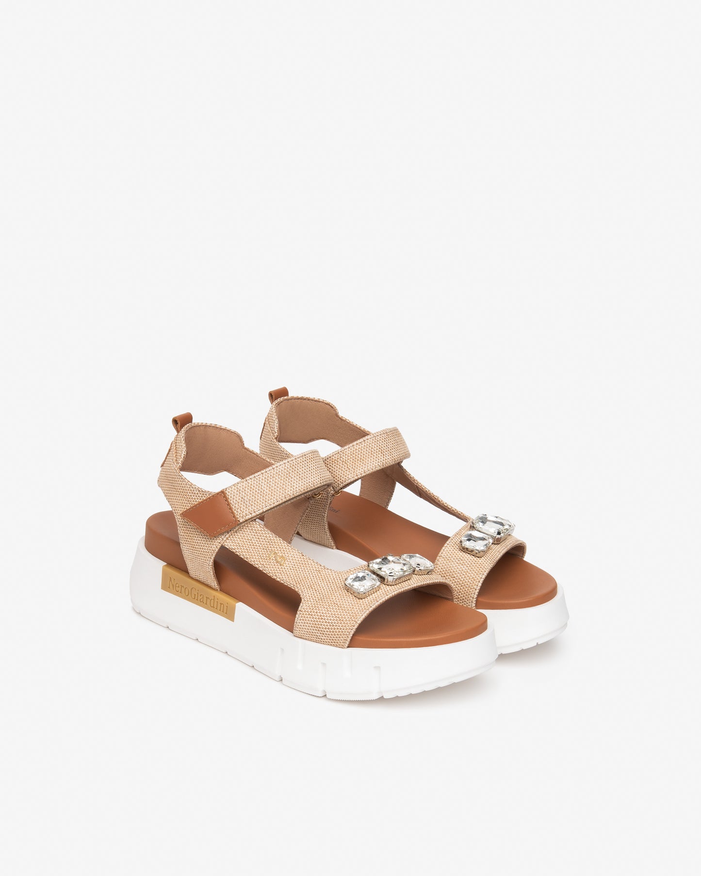 Nero Giardini Sandali Donna in Pelle e Tessuto natural cognac e617061d-420